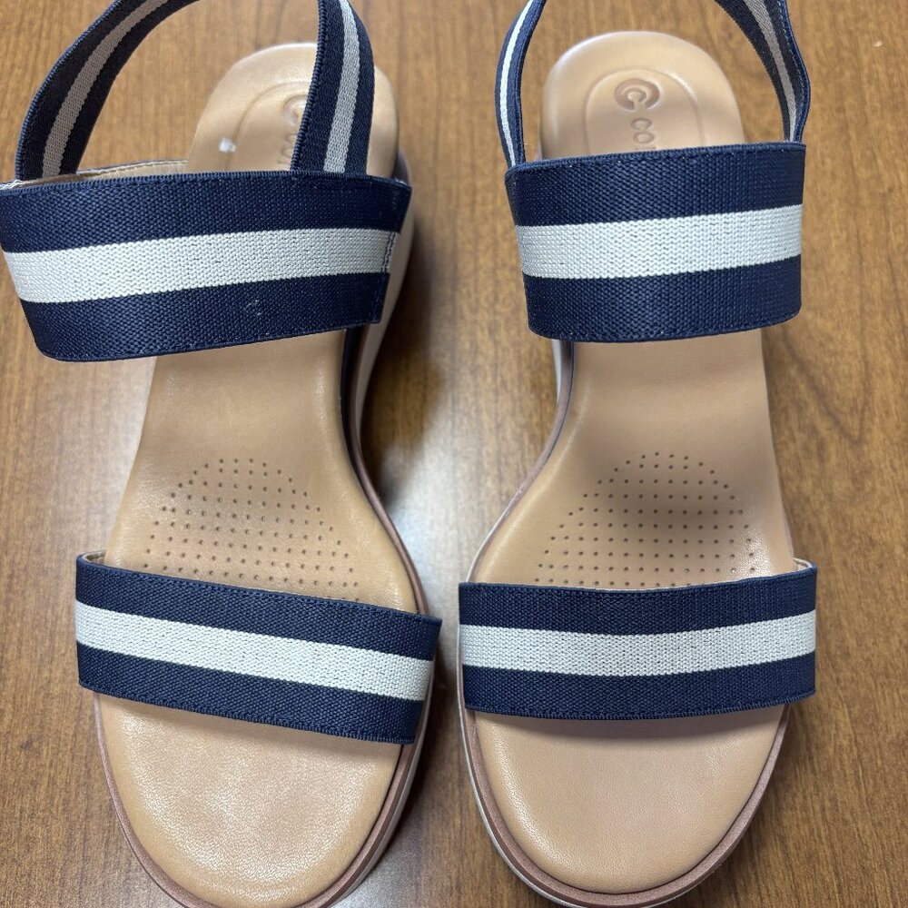Corso Como Navy Stripe Platform Sandals Women’s 6.5 Sporty Chic
